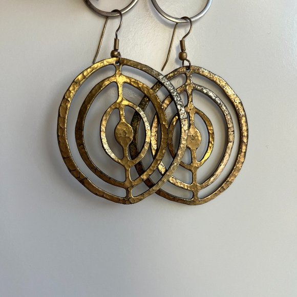 Vintage Metallic Statement Earrings - Picture 1 of 2
